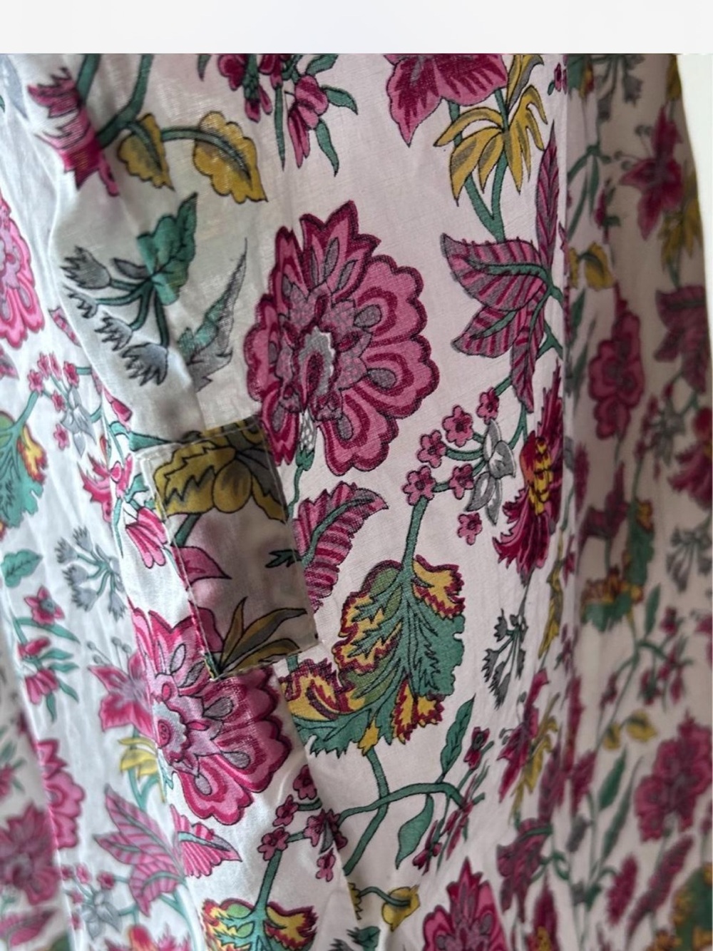 WORLD MARKET Floral Indian Block Print Cotton Kimono Robe - Picture 4 of 6